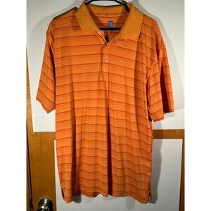 PGA Tour Orange Striped‎ Polo Golf Athletic Shirt XXL